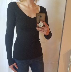 Ralph Lauren Sport Black Long Sleeve V-Neck Tee